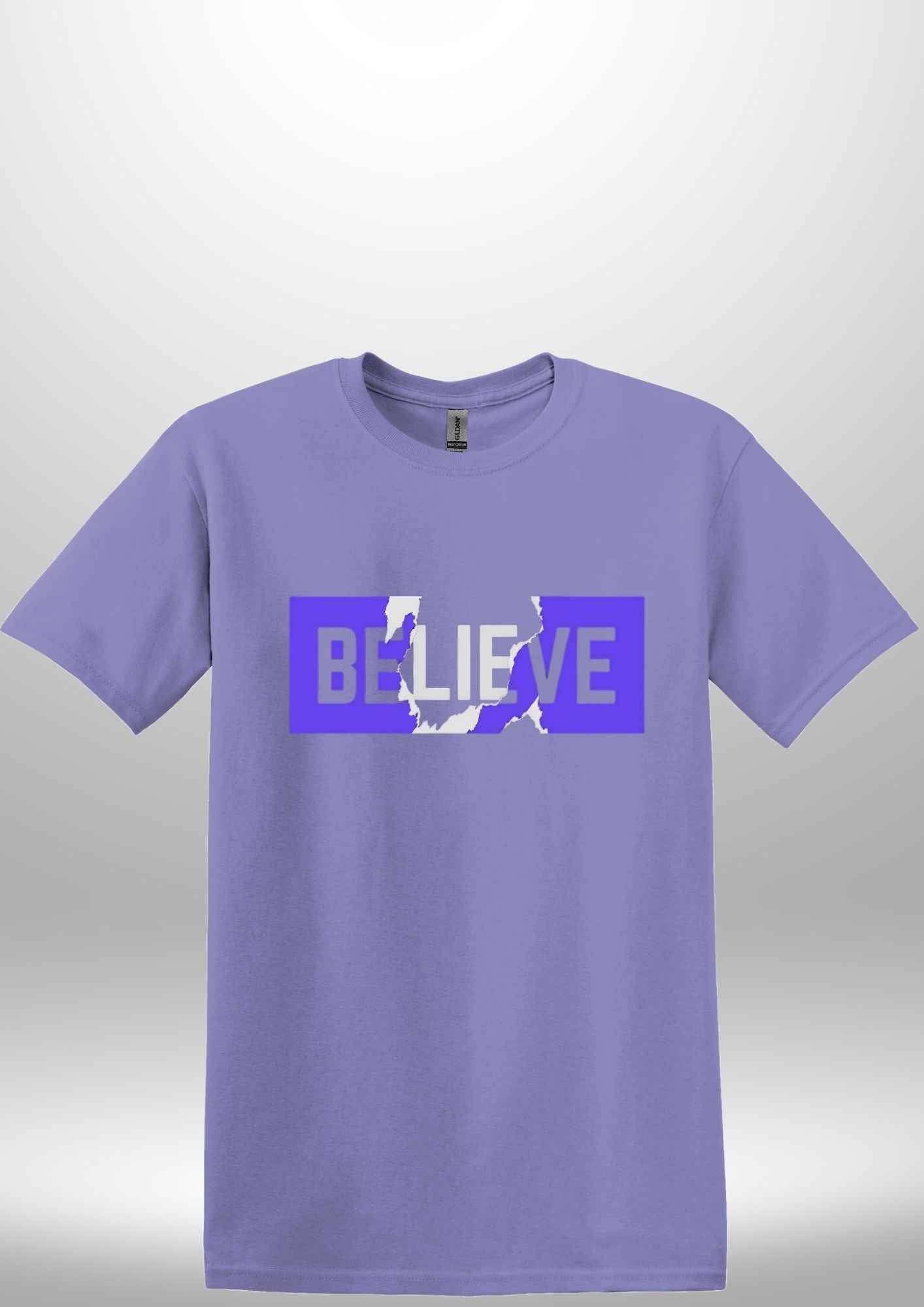 Blue "Believe" Luxe T-shirt by Luxe-Custom-Designer