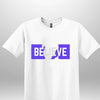 Blue "Believe" Luxe T-shirt by Luxe-Custom-Designer