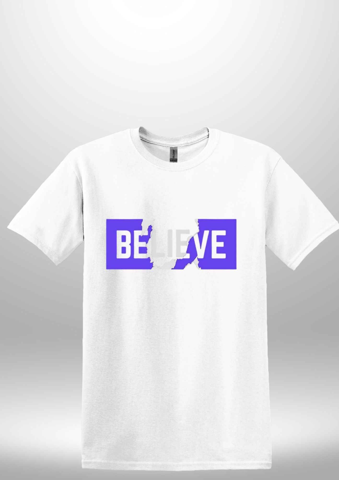 Blue "Believe" Luxe T-shirt by Luxe-Custom-Designer