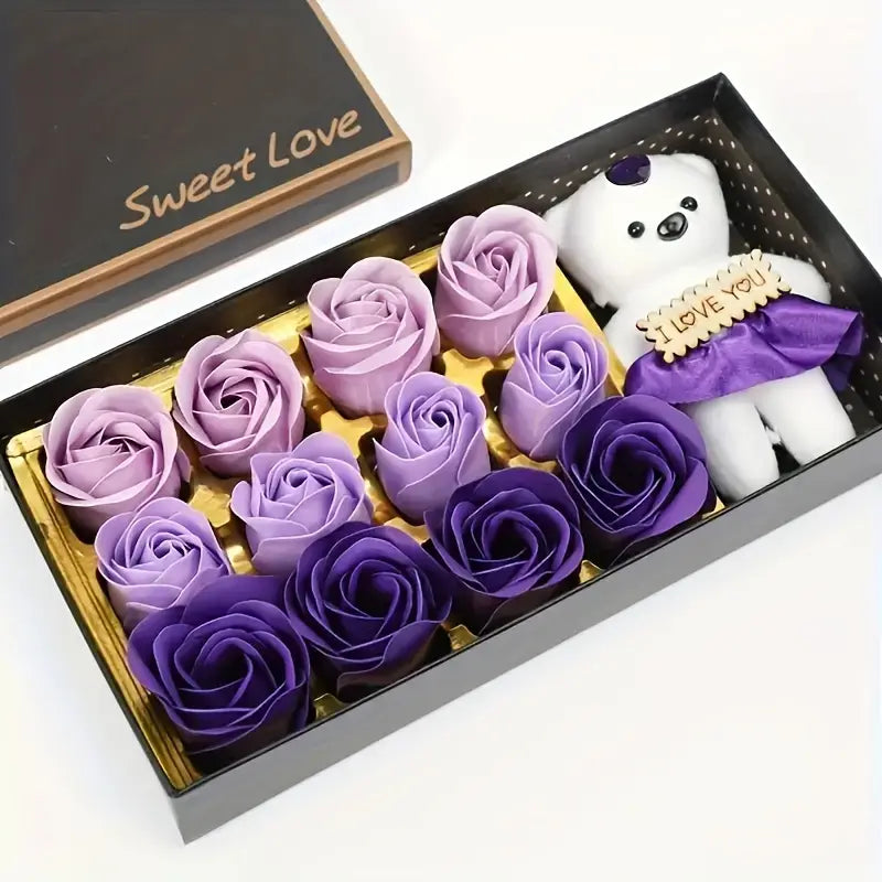 Rose Soap Box with Small Teddy by Luxe-Custom-Designer