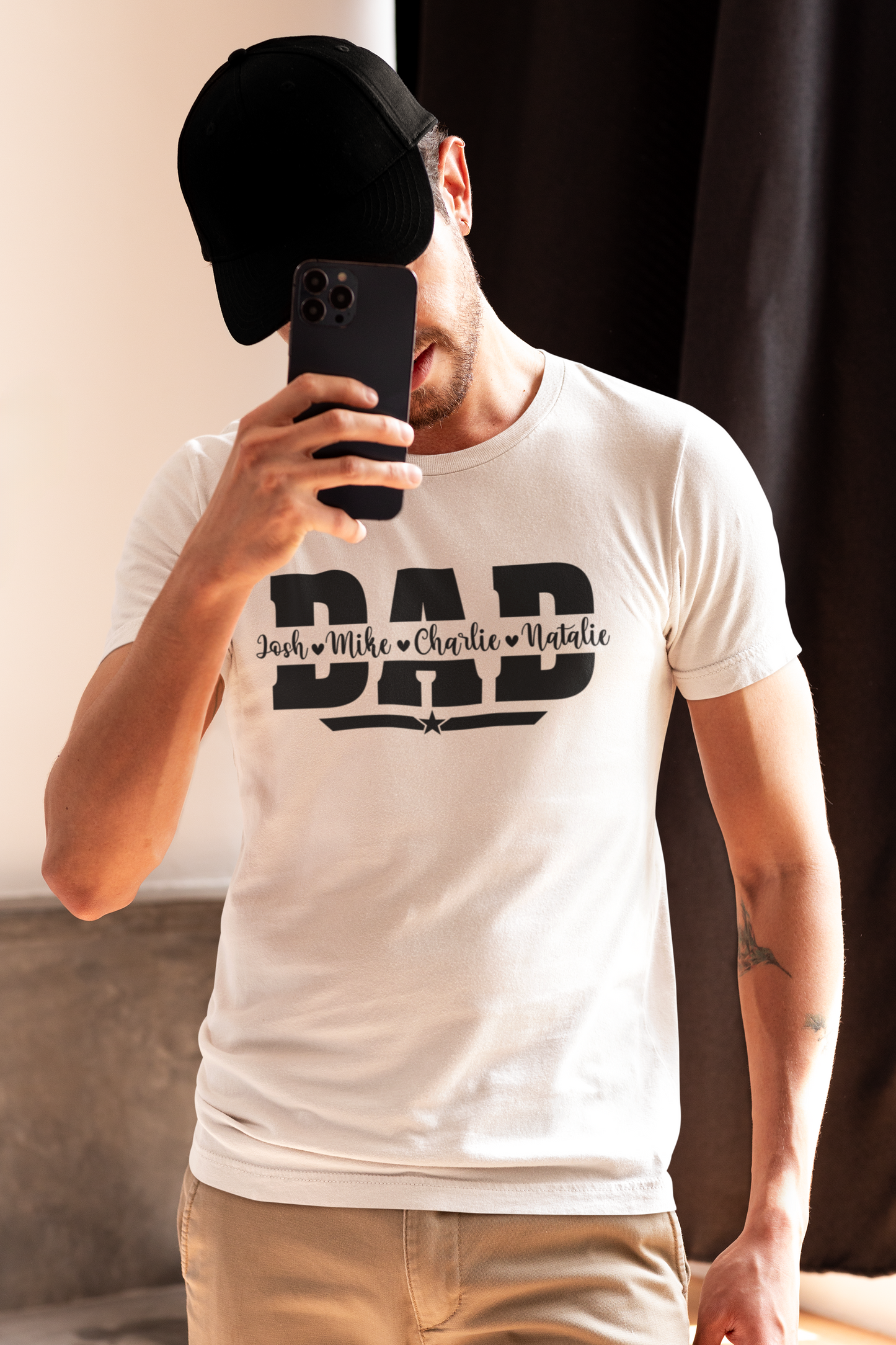 Dad T-Shirt with personalised names by Luxe-Custom-Designer