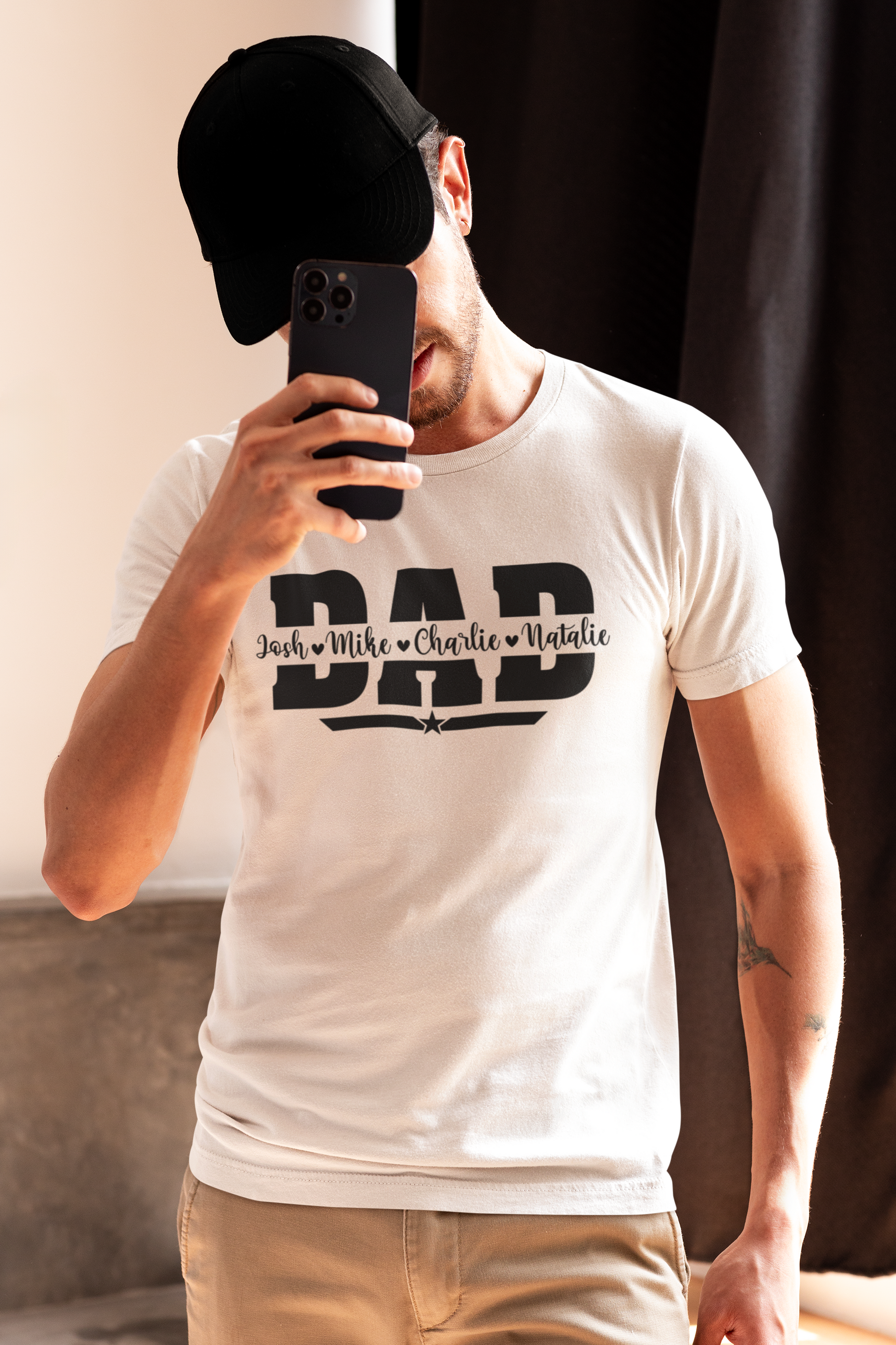 Dad T-Shirt with personalised names by Luxe-Custom-Designer