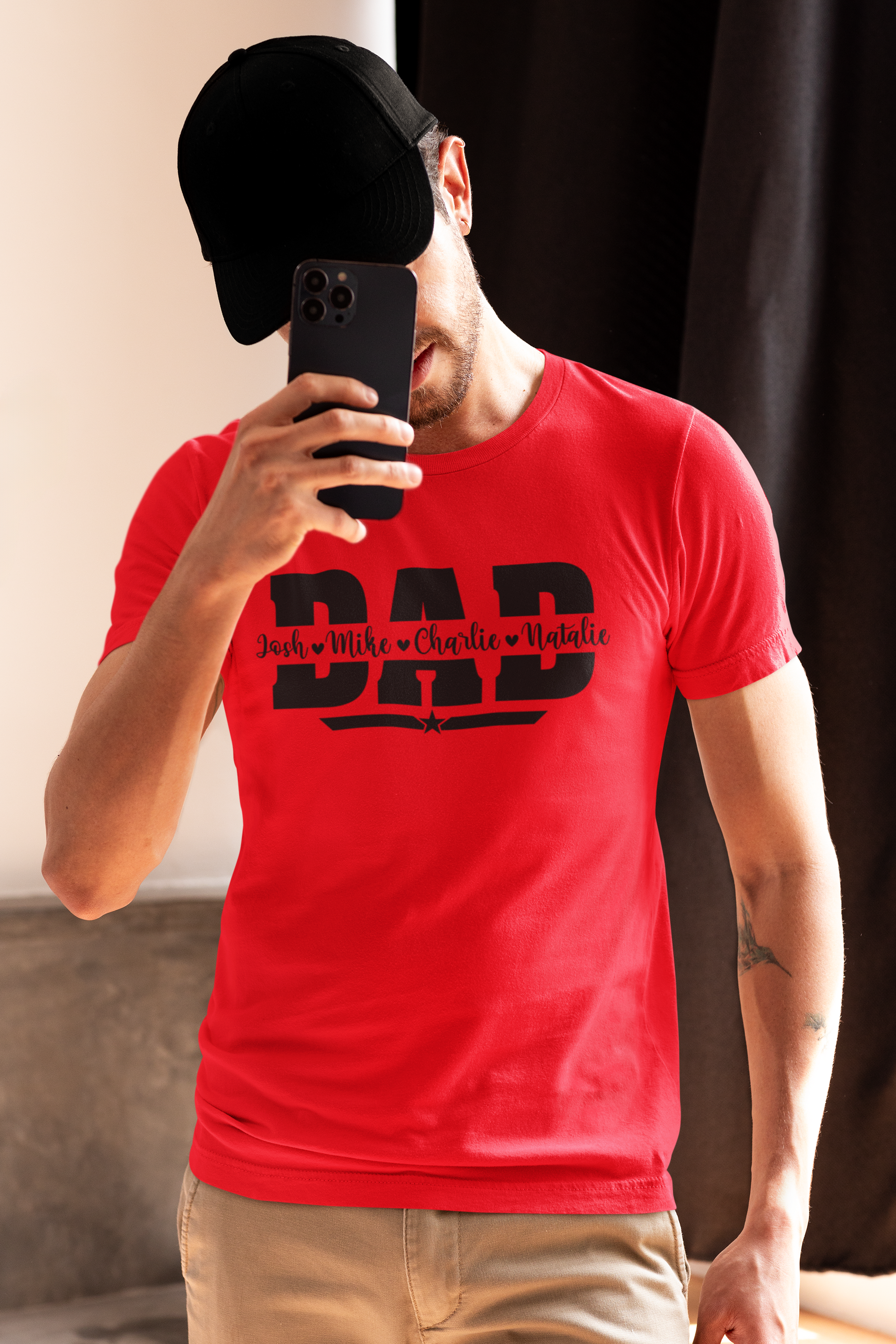 Dad T-Shirt with personalised names by Luxe-Custom-Designer