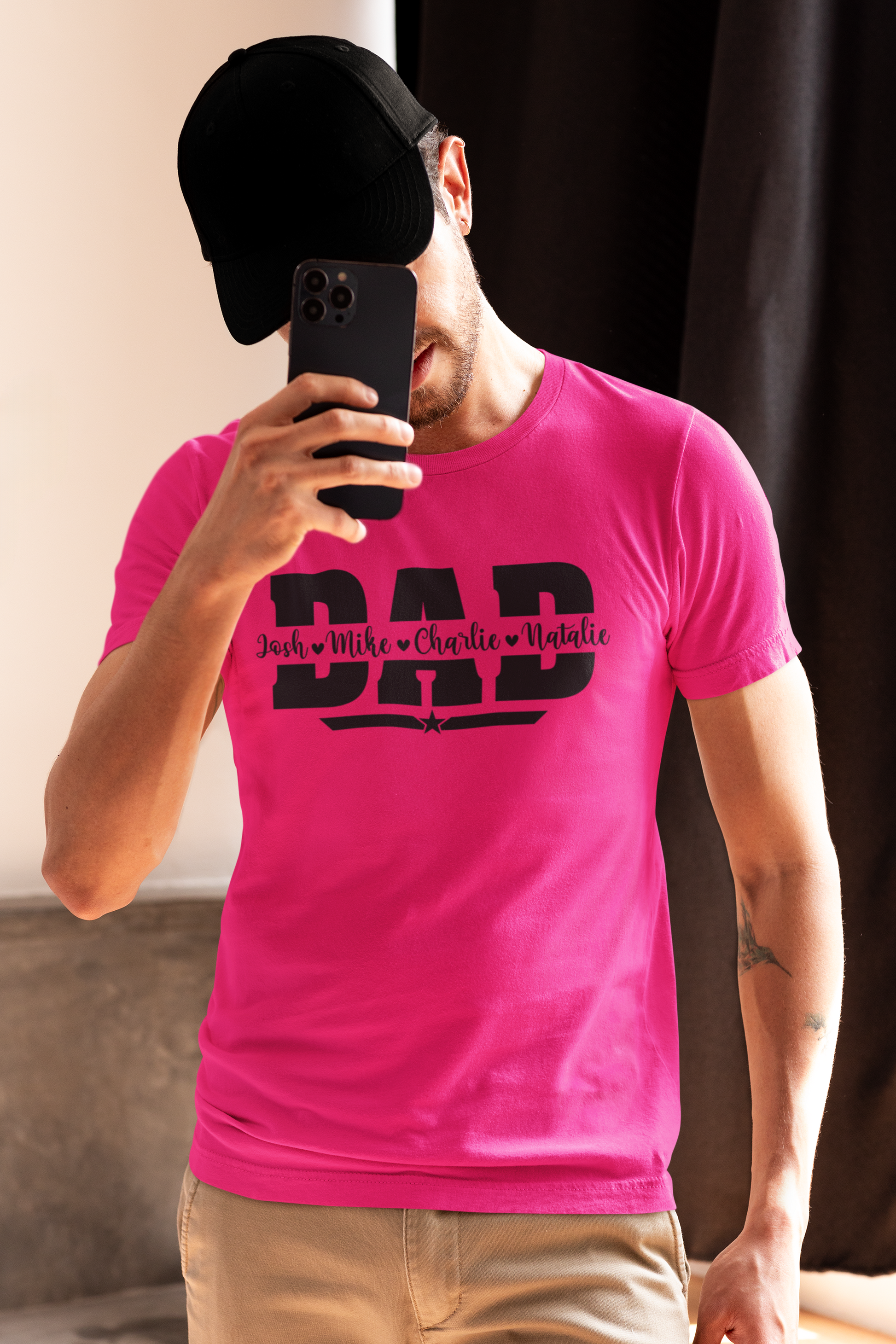 Dad T-Shirt with personalised names by Luxe-Custom-Designer