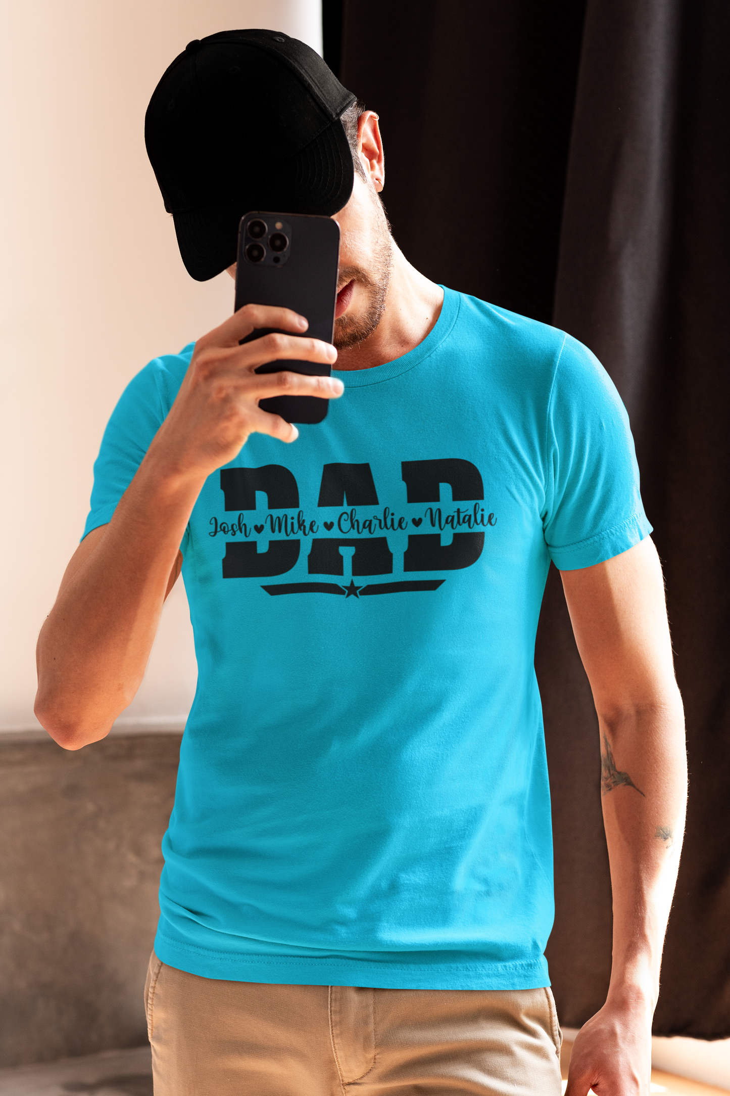 Dad T-Shirt with personalised names by Luxe-Custom-Designer
