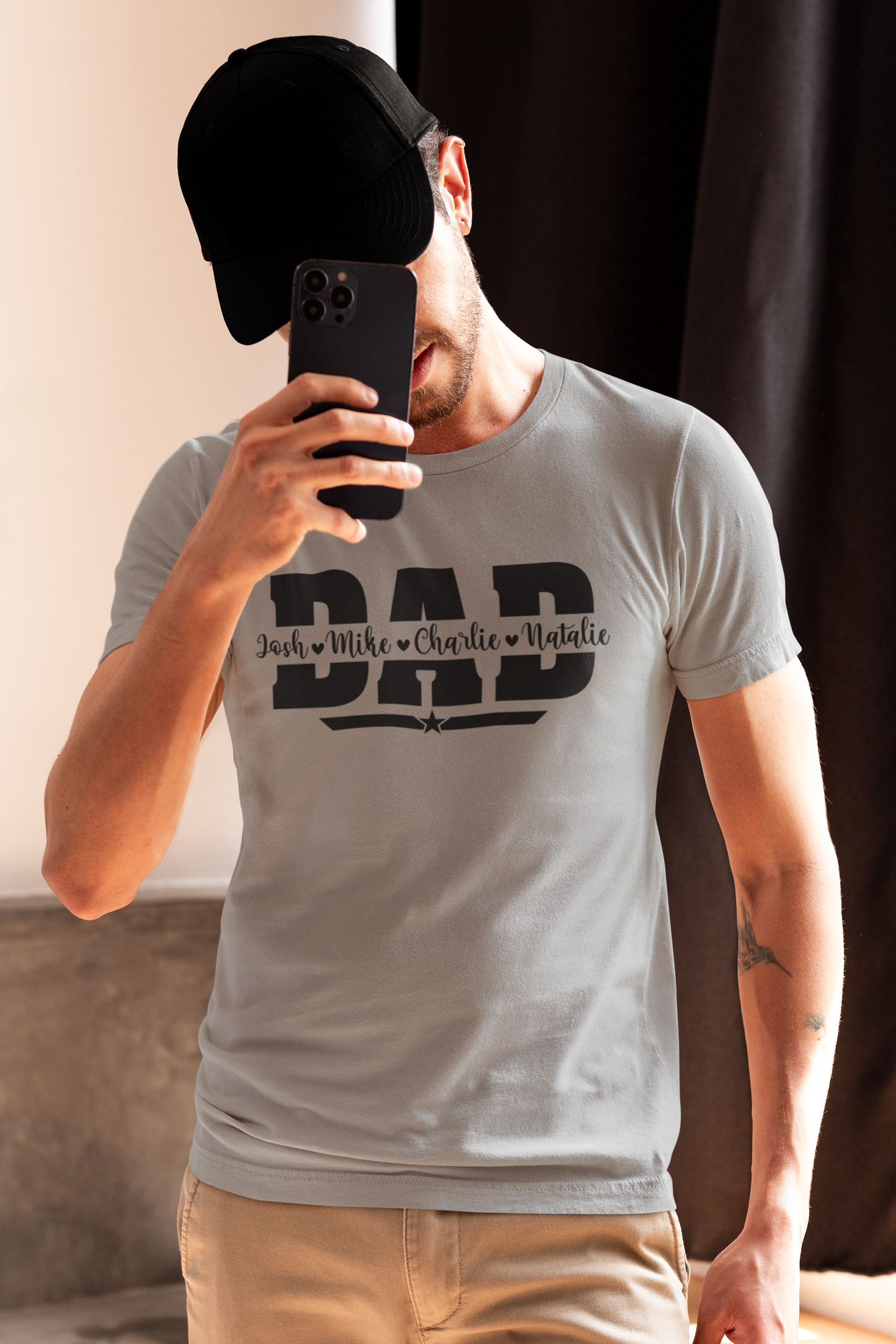 Dad T-Shirt with personalised names by Luxe-Custom-Designer