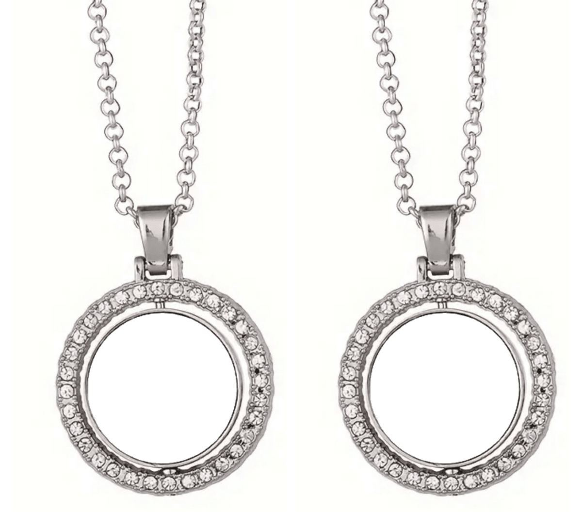 Silver Double Photo Pendant Necklace by Luxe Sensational