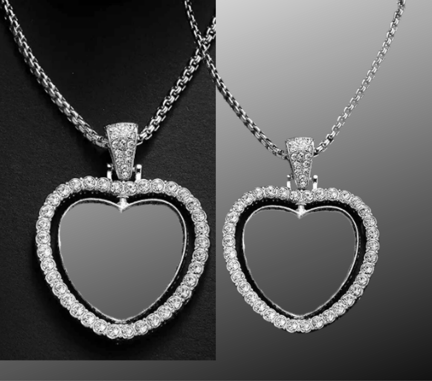 Double Photo Heart Pendant by Luxe-Custom-Designer