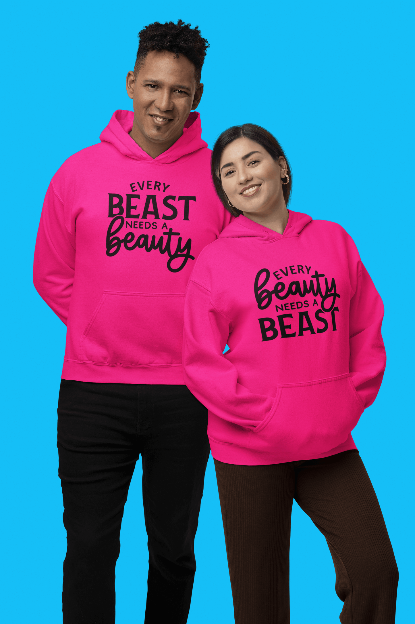 Beauty, Beast Matching hoodie set by Luxe-Custom-Designer