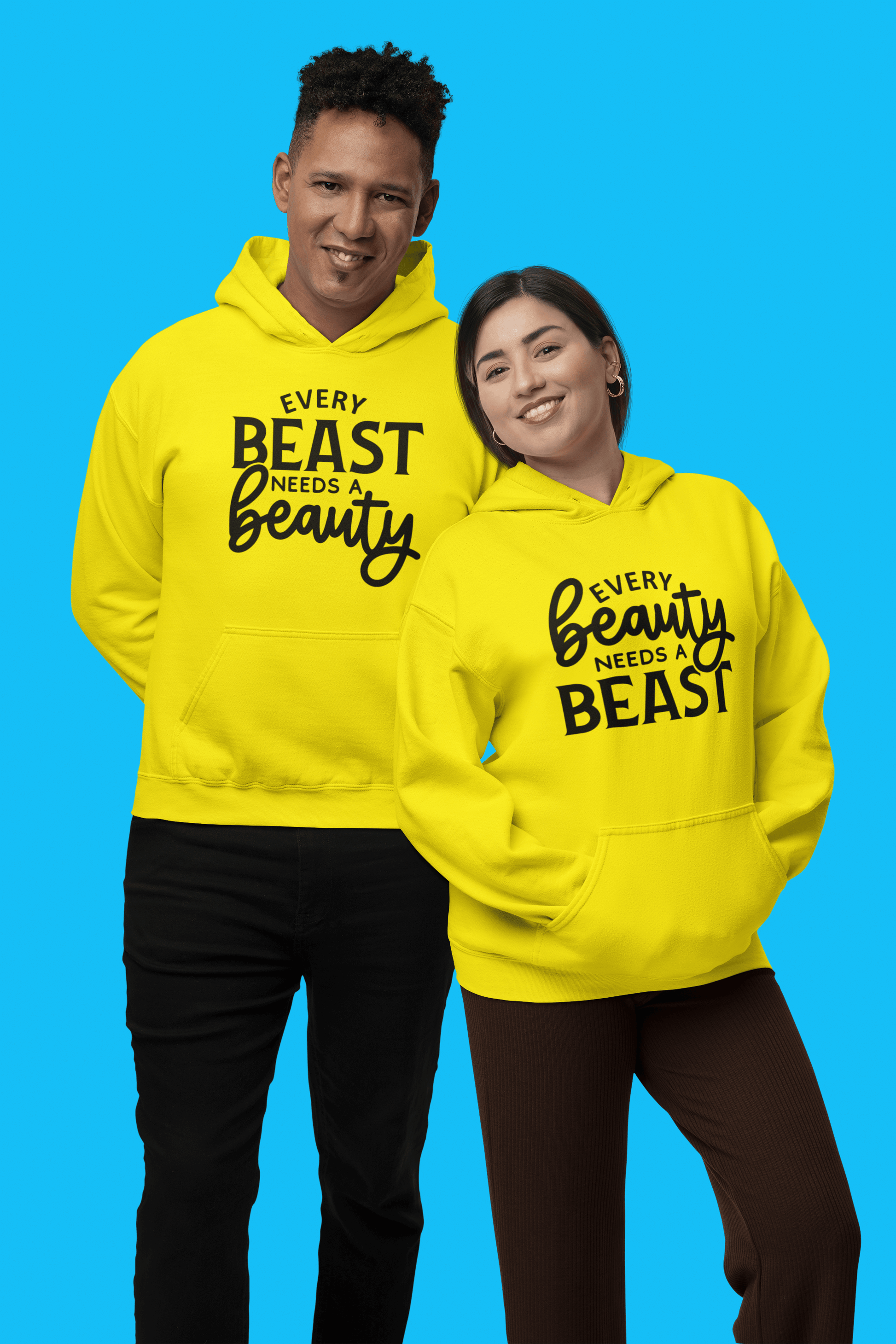 Beauty, Beast Matching hoodie set by Luxe-Custom-Designer