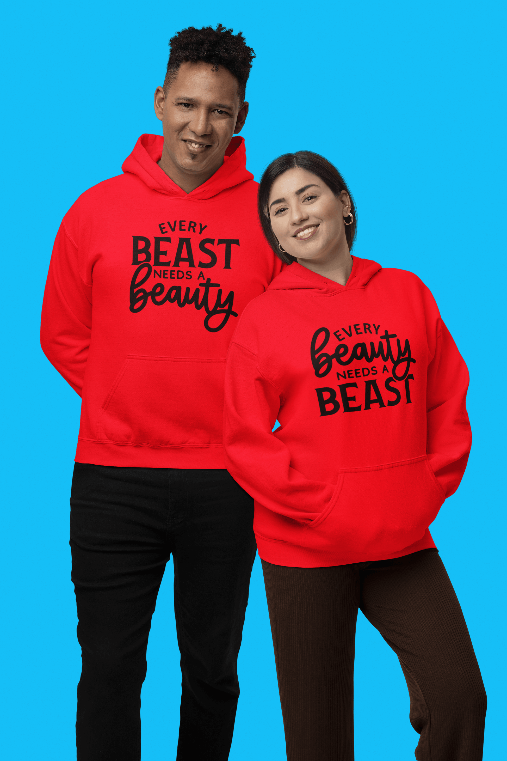 Beauty, Beast Matching hoodie set by Luxe-Custom-Designer