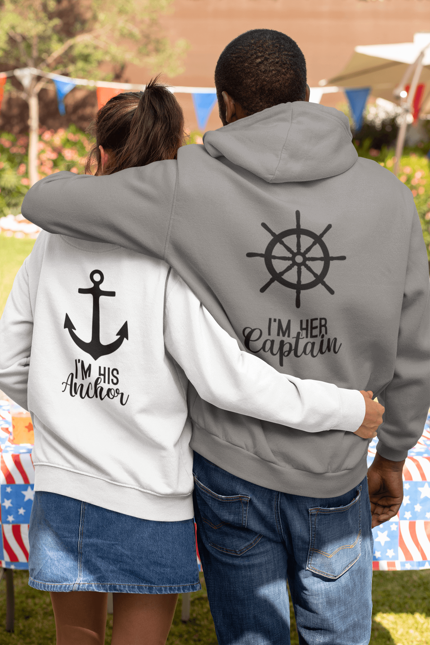 Captain and Anchor Matching Hoodies by Luxe-Custom-Designer