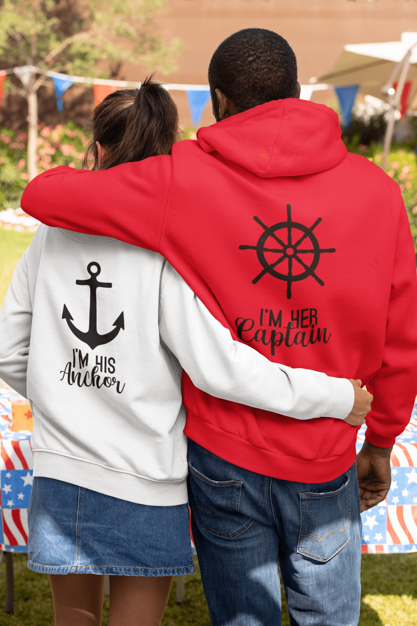 Captain and Anchor Matching Hoodies by Luxe-Custom-Designer