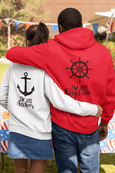 Captain and Anchor Matching Hoodies by Luxe-Custom-Designer