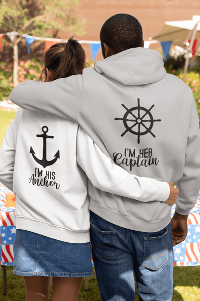 Captain and Anchor Matching Hoodies by Luxe-Custom-Designer