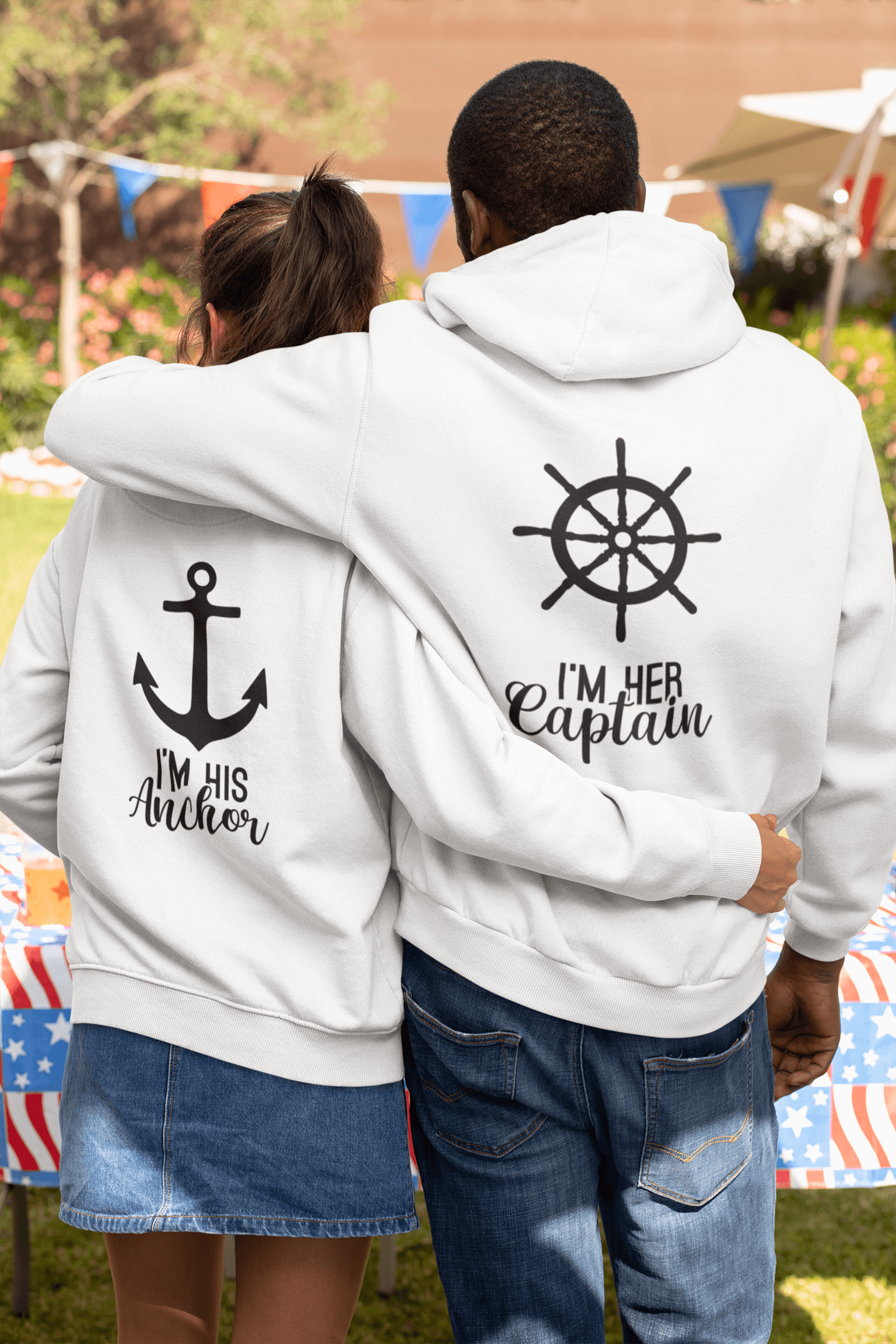 Captain and Anchor Matching Hoodies by Luxe-Custom-Designer