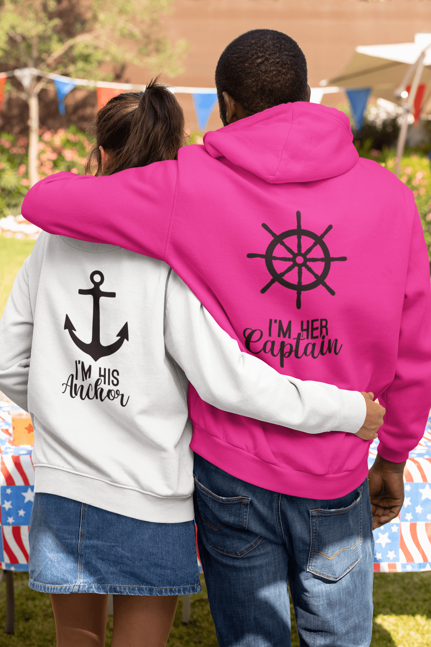 Captain and Anchor Matching Hoodies by Luxe-Custom-Designer