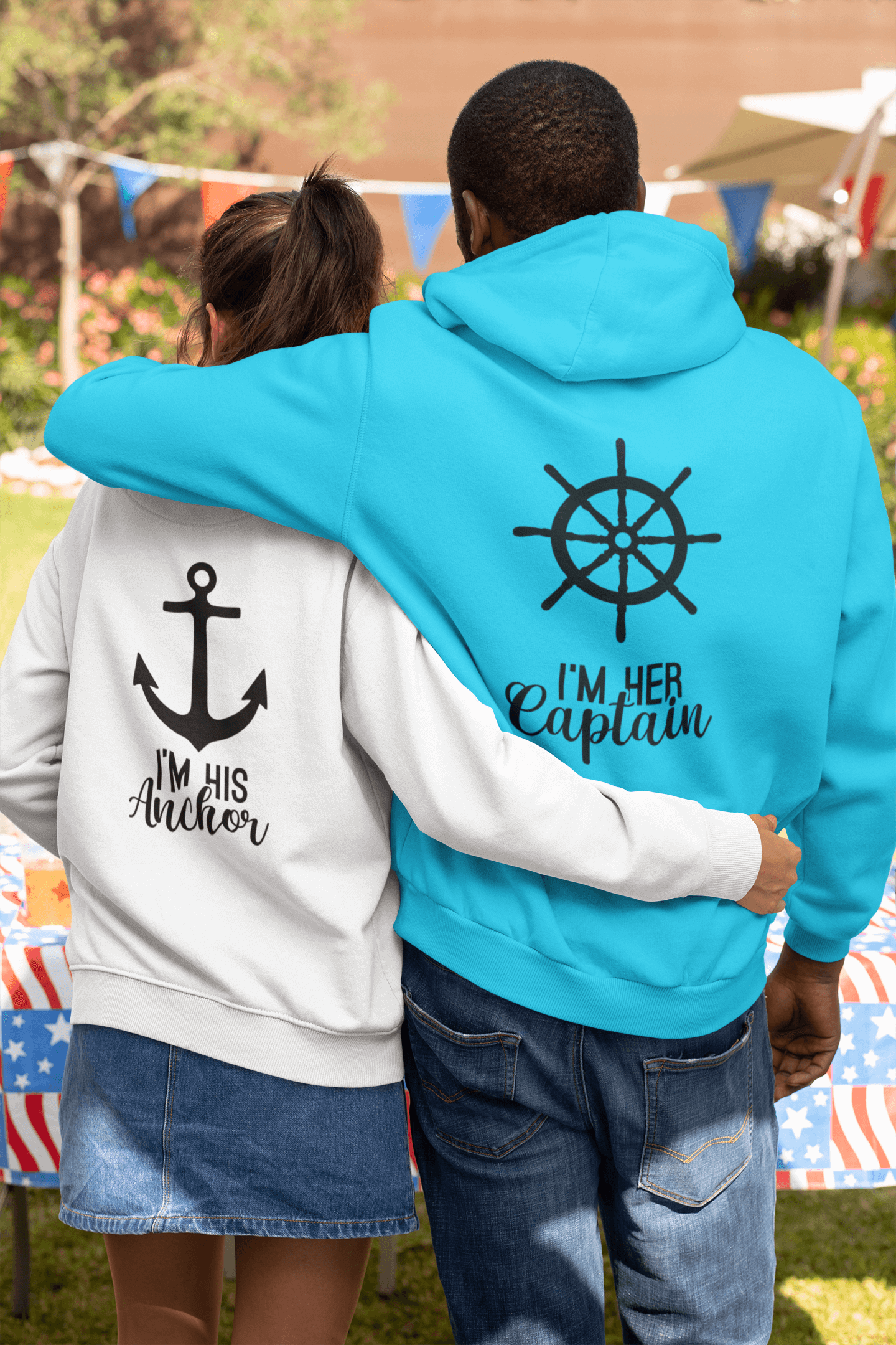 Captain and Anchor Matching Hoodies by Luxe-Custom-Designer