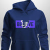 Blue "Believe" Luxe Hoodie by Luxe-Custom-Designer