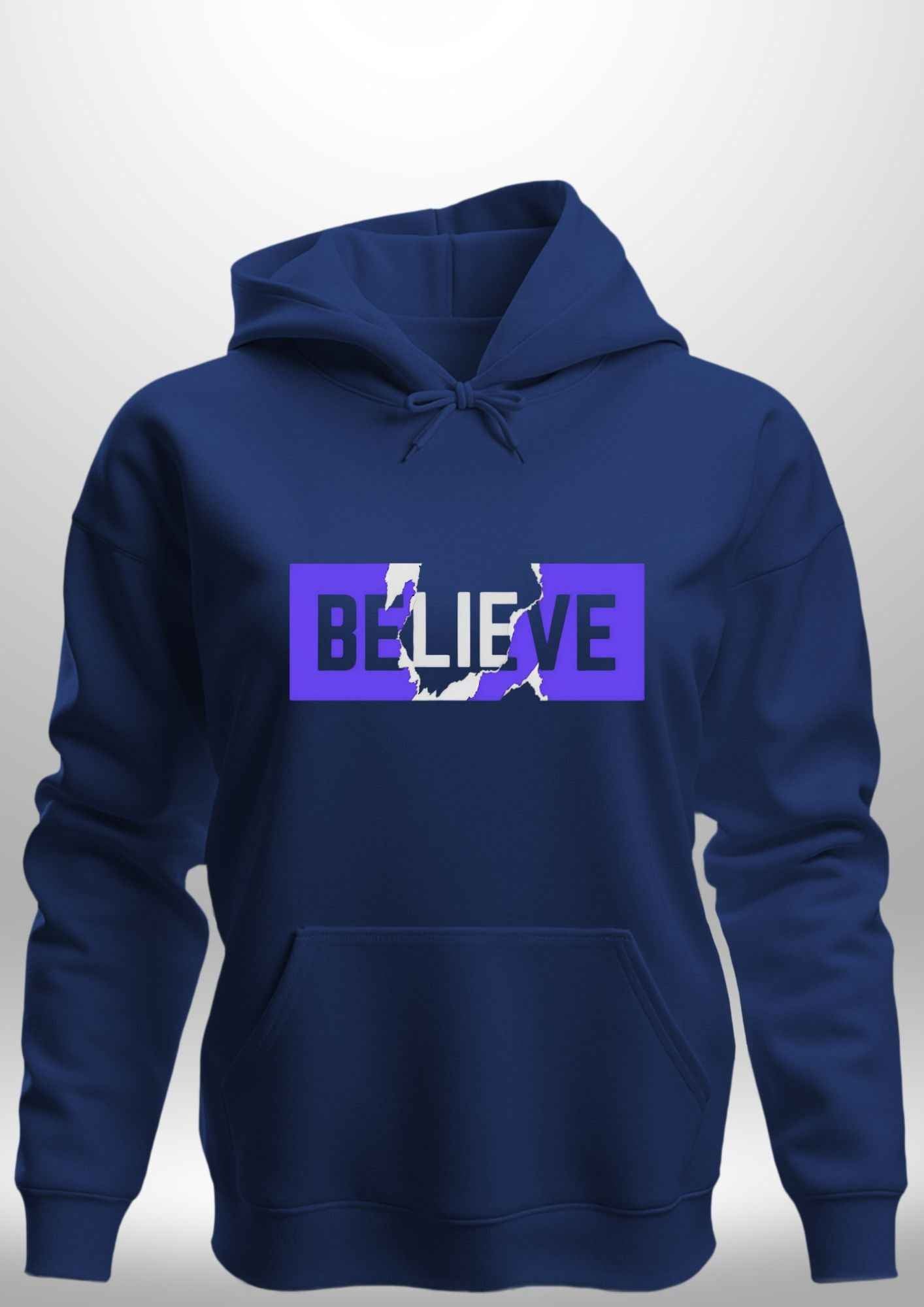 Blue "Believe" Luxe Hoodie by Luxe-Custom-Designer