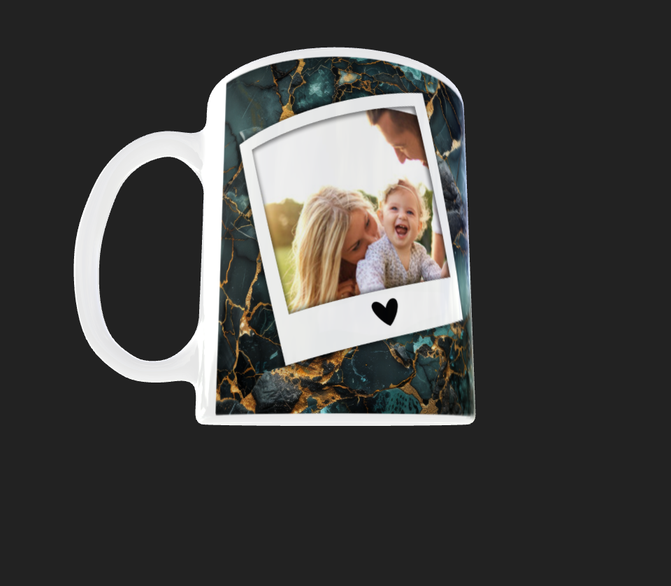 Marble Effect 2 Image mug with heart by Luxe-Custom-Designer