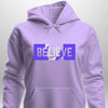 Blue "Believe" Luxe Hoodie by Luxe-Custom-Designer