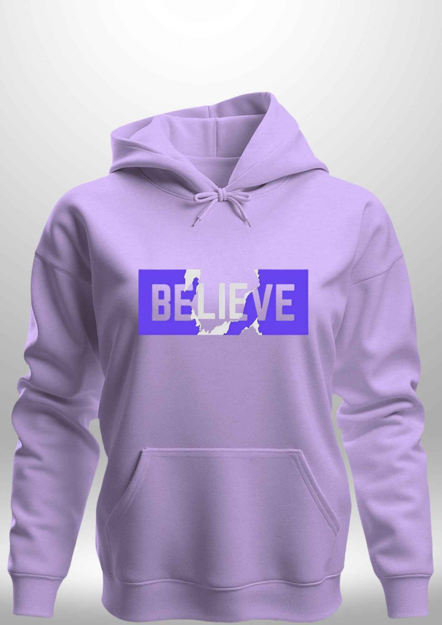 Blue "Believe" Luxe Hoodie by Luxe-Custom-Designer