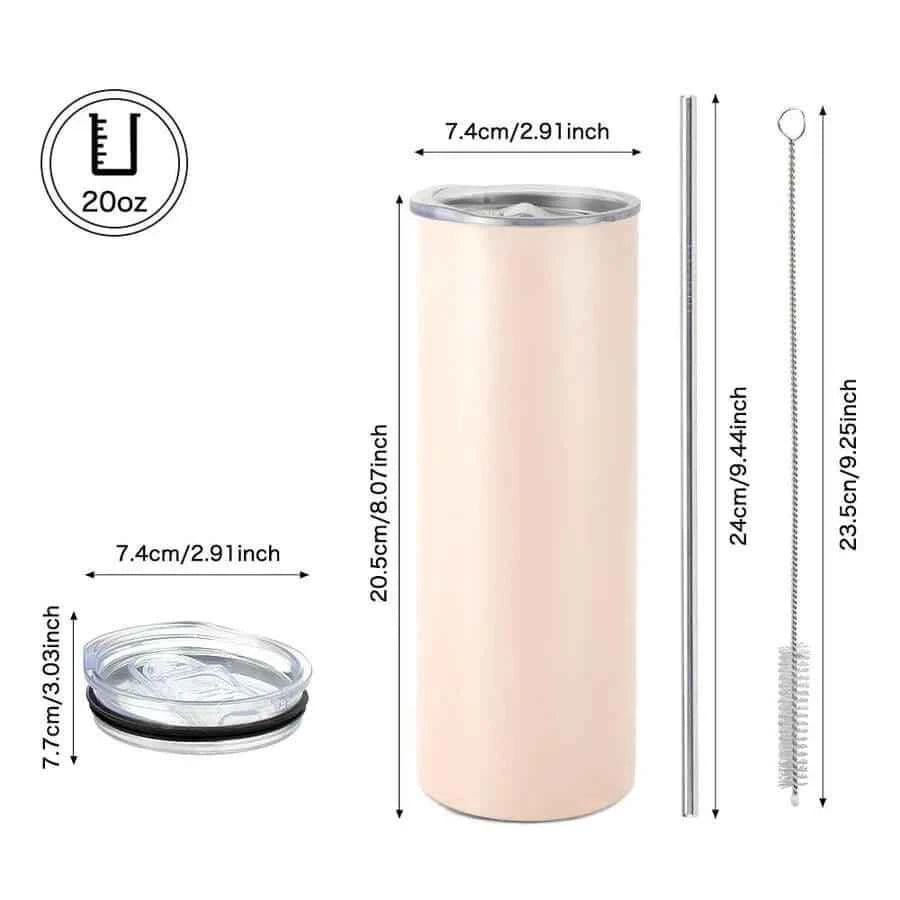 20oz Skinny Tumbler - Pink by Luxe-Custom-Designer