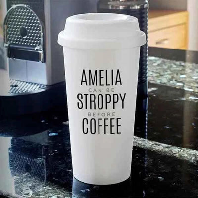 380ml Polymer Travel Mug White - Black Lid by Luxe-Custom-Designer