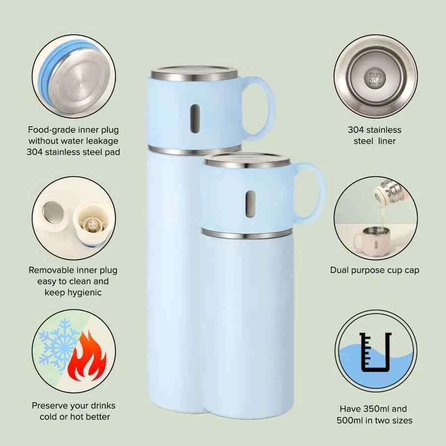 500ml Stainless Steel Bottle with Cup Lid by Luxe-Custom-Designer