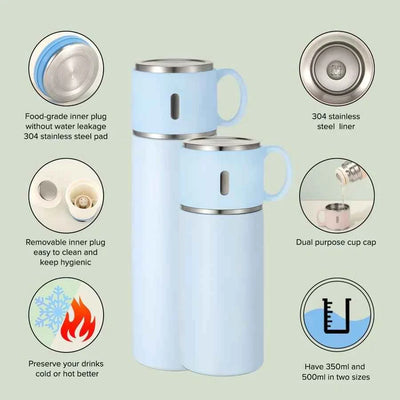 500ml Stainless Steel Bottle with Cup Lid by Luxe-Custom-Designer