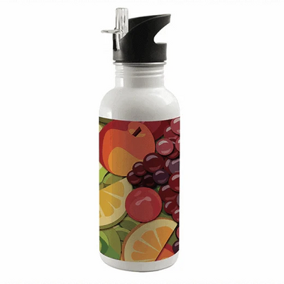 Aluminium Straw Water Bottle 600ml White by Luxe-Custom-Designer