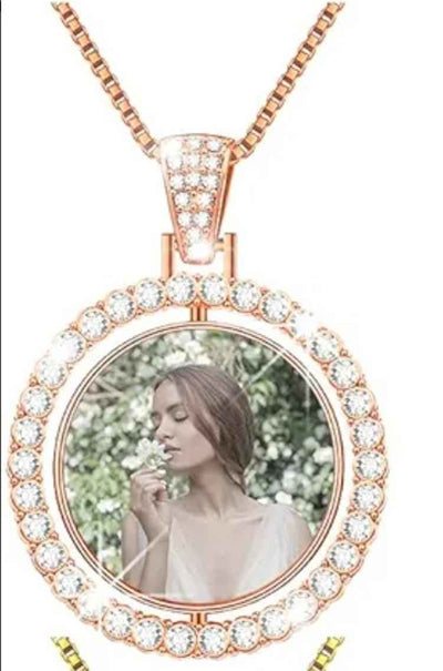 Bronze Double Photo Pendant Necklace by Luxe-Custom-Designer