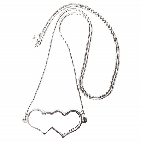 Double Heart Silver Photo Necklace by Luxe-Custom-Designer