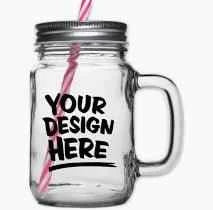 Glass Mason Jar with straw by Luxe-Custom-Designer