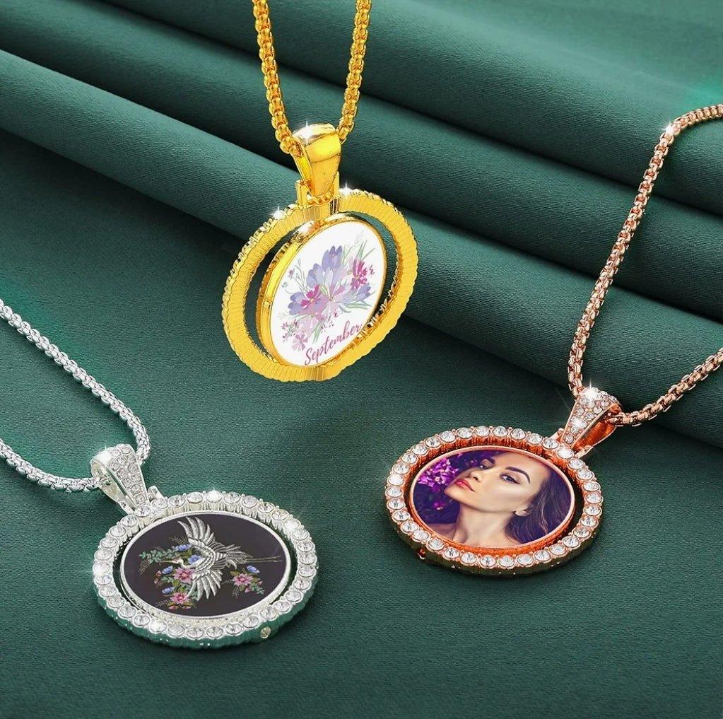 Gold Double Photo Pendant Necklace by Luxe-Custom-Designer