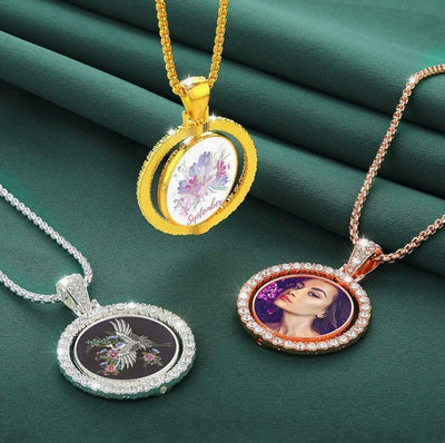 Gold Double Photo Pendant Necklace by Luxe-Custom-Designer