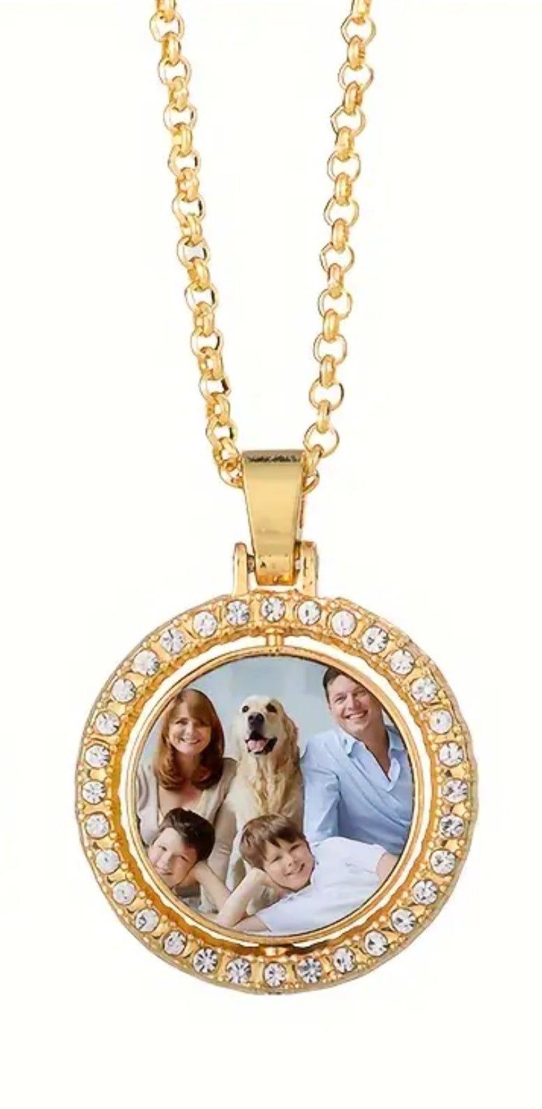 Gold Double Photo Pendant Necklace by Luxe-Custom-Designer