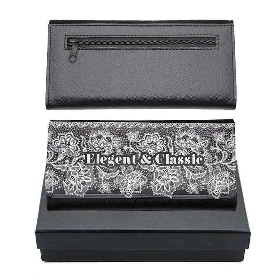 Large Black Leather Purse with Gift Box by Luxe-Custom-Designer