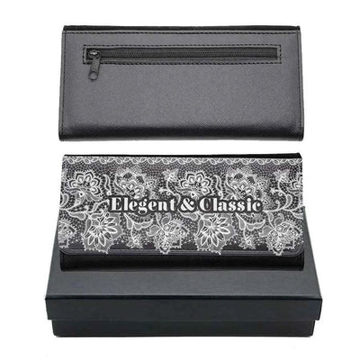 Large Black Leather Purse with Gift Box by Luxe-Custom-Designer