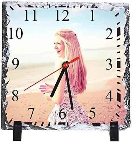 Square Photo Slate Clock by Luxe-Custom-Designer
